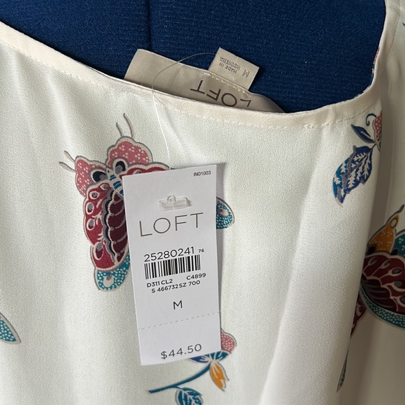 Women-Loft-Size Medium-Ivory w/Butterfly Print-Camisole-NWT - Picture 3 of 3